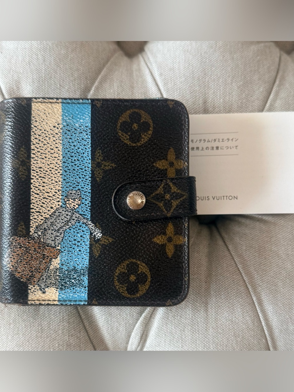 Louis Vuitton 2006 Limited Edition Monogram Groom Compact Zip Blue Wallet